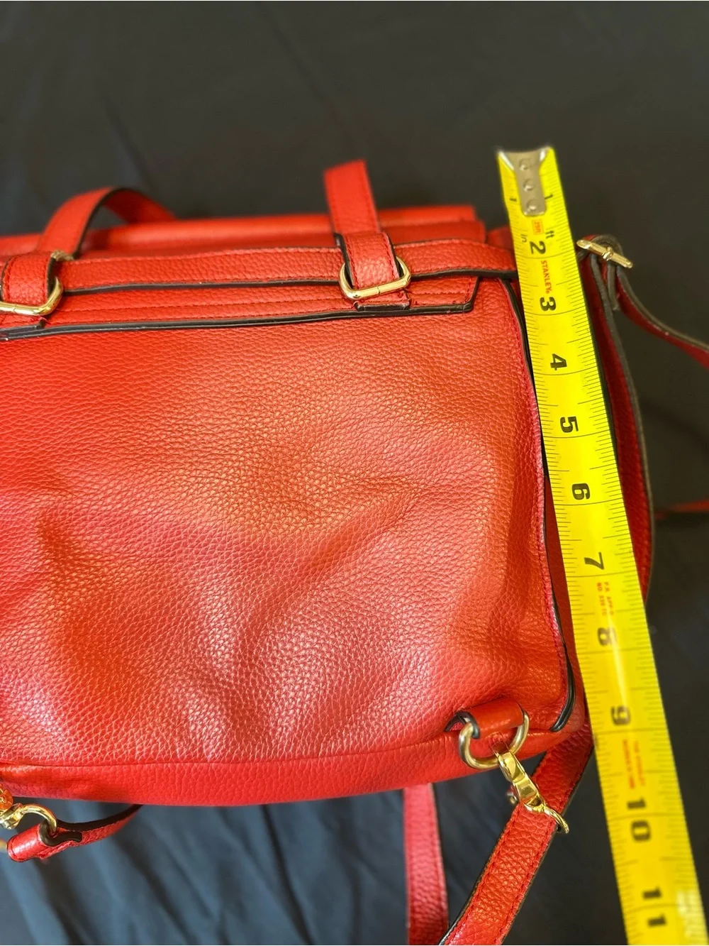 Nanette Lepore Red Pebbled Satchel with Gold Hardware